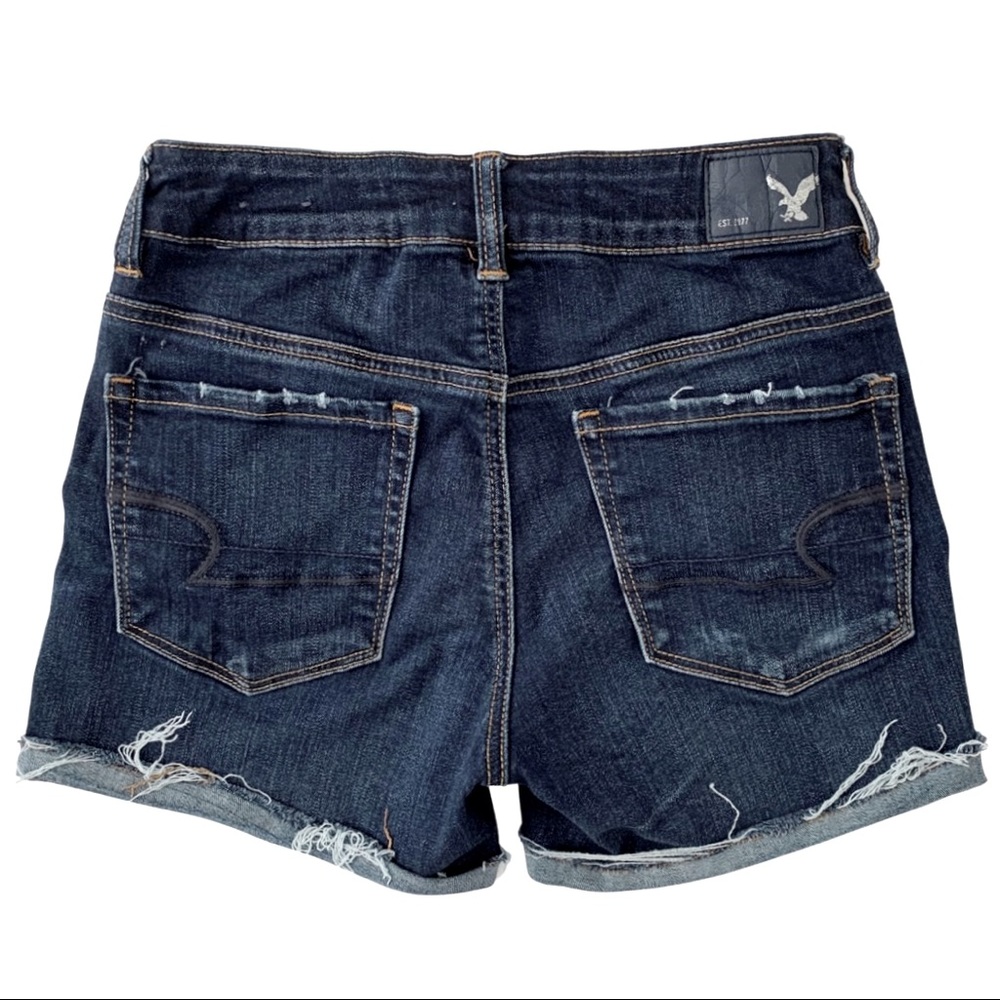 AE Hi-Rise Shortie Raw Hem Cuffed Denim Shorts